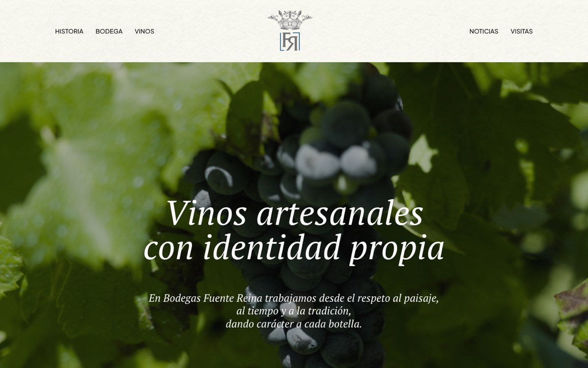 Página de inicio de la web de Bodegas Fuente Reina